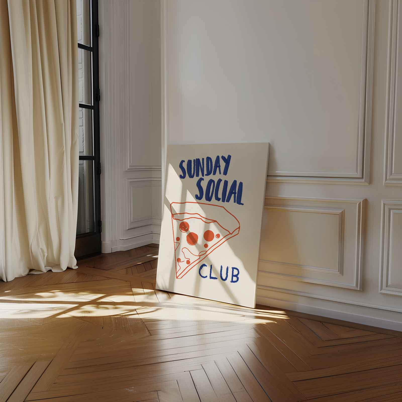 Pizza Party Illustratie Kunstwerk-canvas-dibond-plexiglas-wanddecoratie-WallArtistic