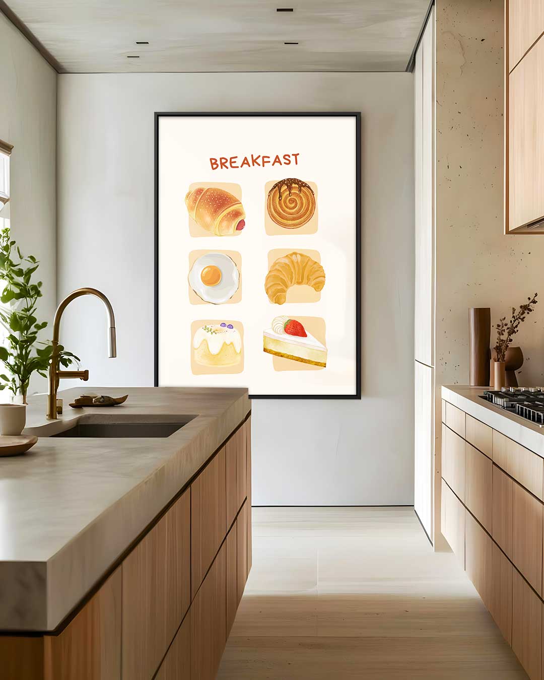 Ontbijt Illustratie Print Kunstwerk-canvas-dibond-plexiglas-wanddecoratie-WallArtistic