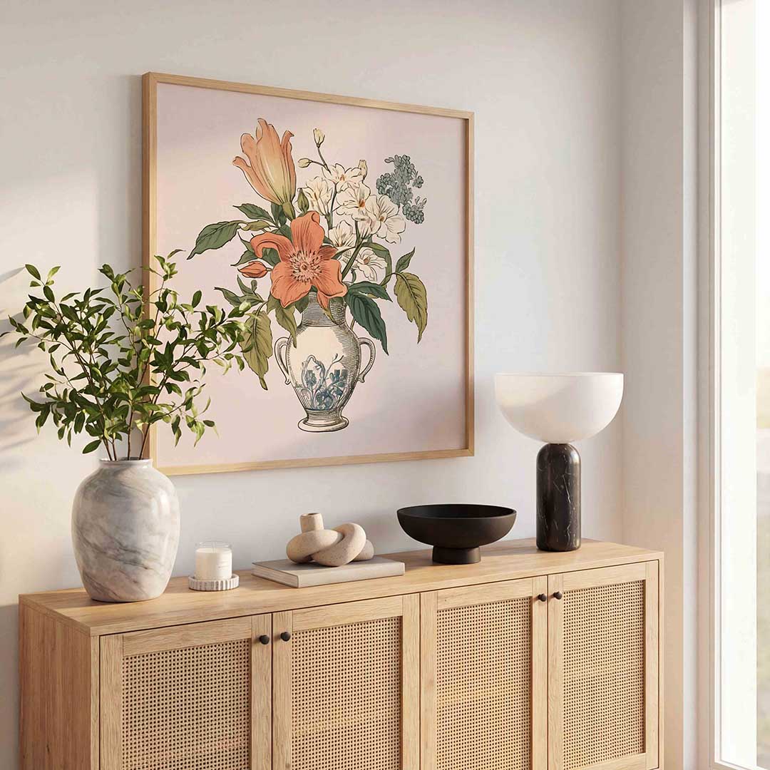 Bloemen in vaas Poster