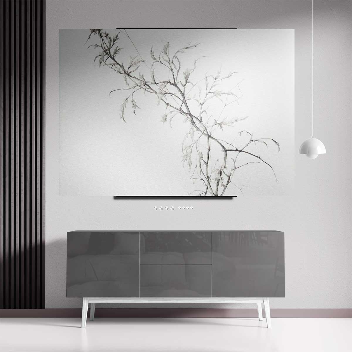 Elegante Lijntekening van Klimplant Kunstwerk-canvas-dibond-plexiglas-wanddecoratie-WallArtistic