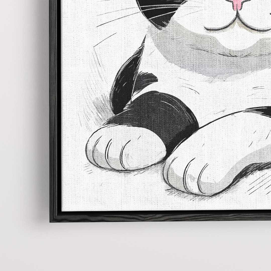 Schattige Kat Illustratie Kunstwerk-canvas-dibond-plexiglas-wanddecoratie-WallArtistic