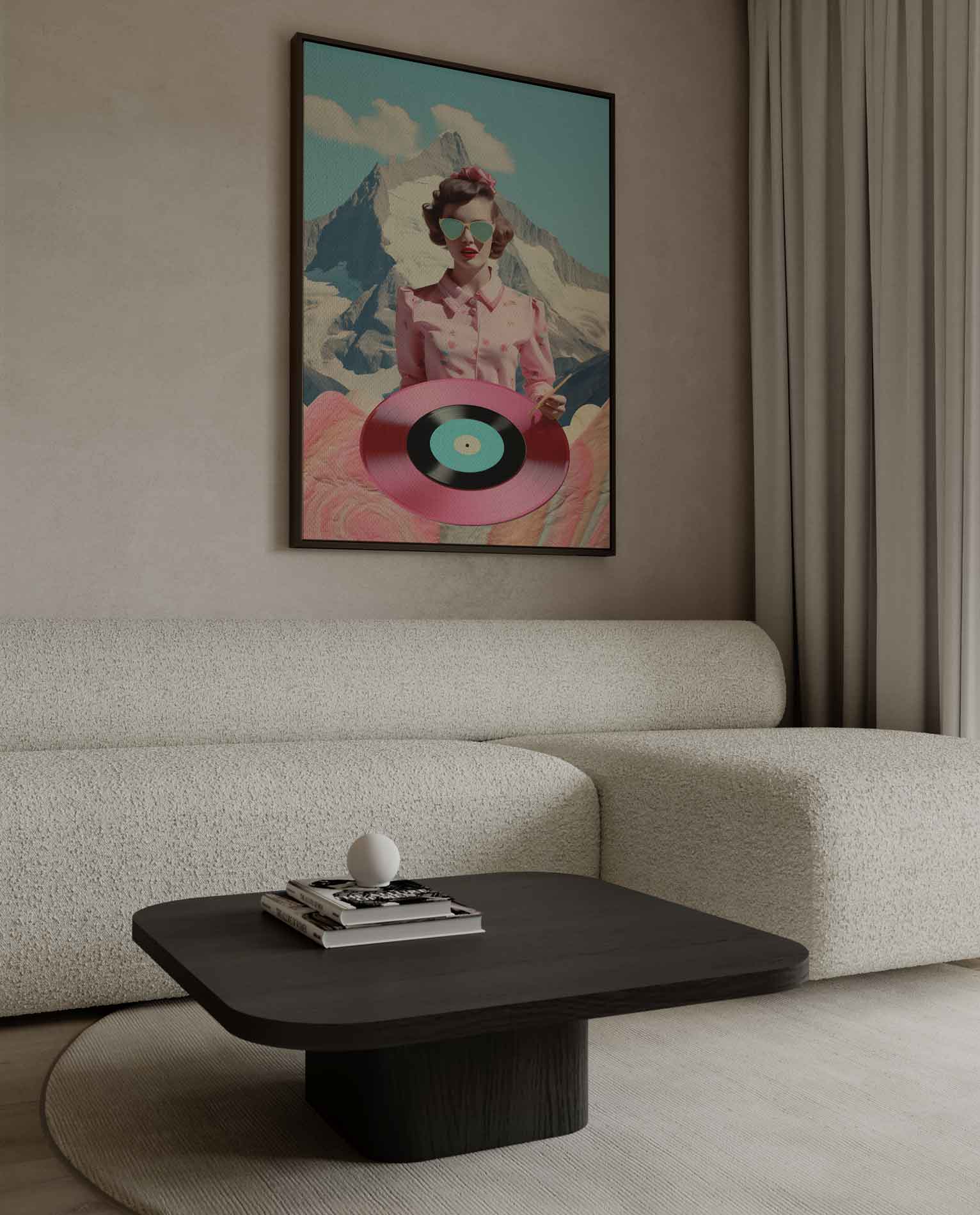 Retro Vinyl Bergen Kunstwerk-canvas-dibond-plexiglas-wanddecoratie-WallArtistic