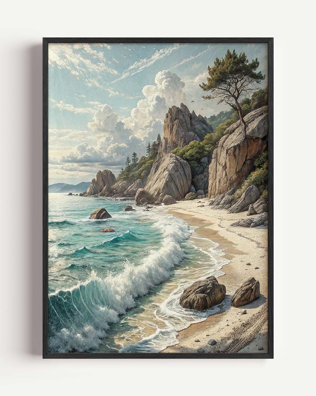 Dromerige Rotsachtige Kust bij Zonsopgang Poster