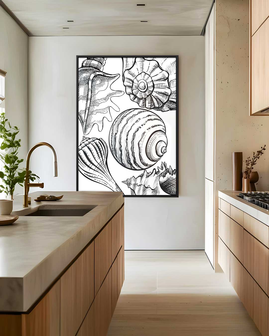 Schelpen Illustratie Kunstwerk-canvas-dibond-plexiglas-wanddecoratie-WallArtistic
