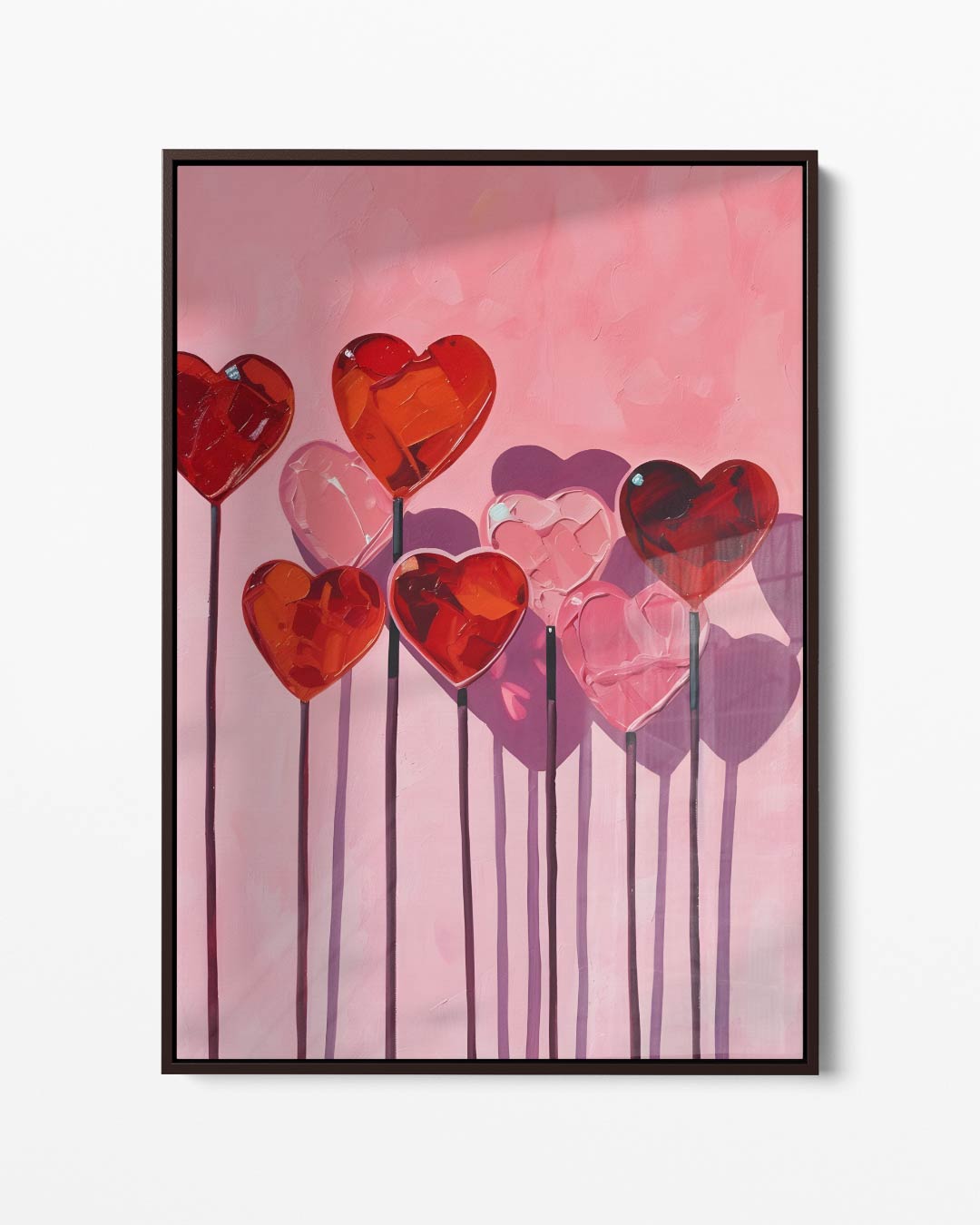 Hartvormige Bloemen in Roze Kunstwerk-canvas-dibond-plexiglas-wanddecoratie-WallArtistic
