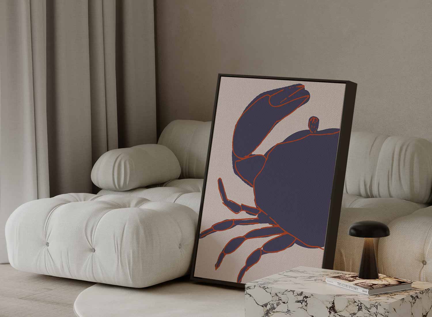 Kleurrijke Krab Illustratie Kunstwerk-canvas-dibond-plexiglas-wanddecoratie-WallArtistic