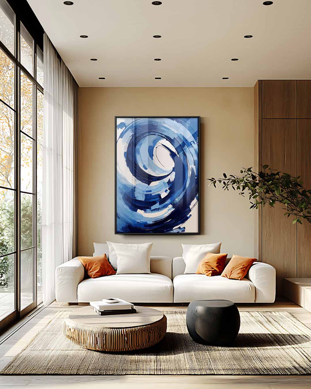 Blauwe Wirwar Kunstwerk-canvas-dibond-plexiglas-wanddecoratie-WallArtistic