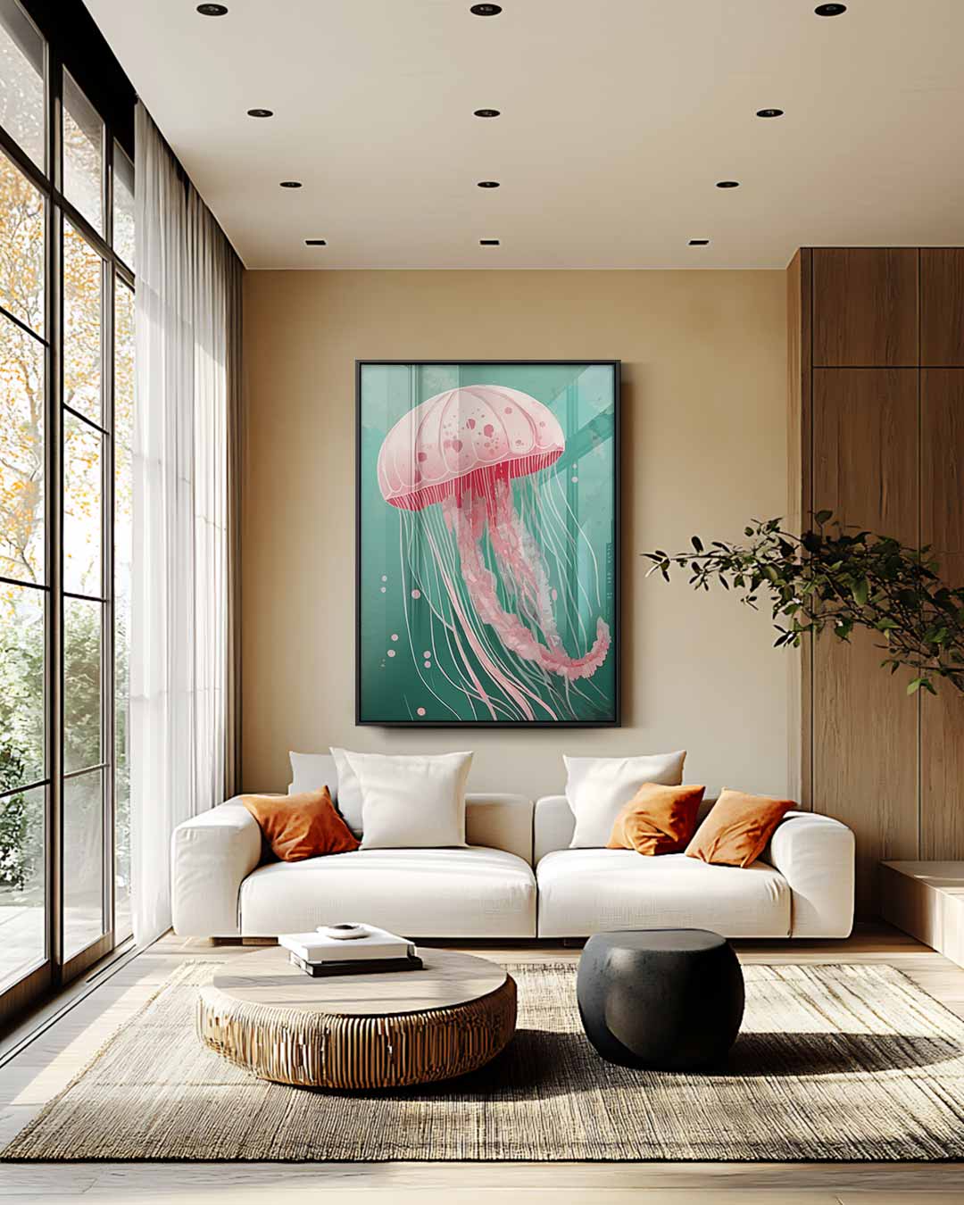 Dromerige Kwallenwereld Kunstwerk-canvas-dibond-plexiglas-wanddecoratie-WallArtistic