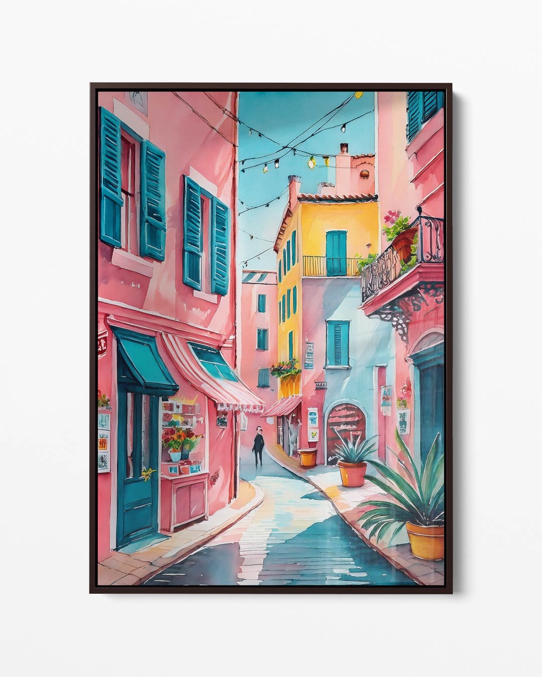 Kleurrijke Straat in Zuid-Europa Kunstwerk-canvas-dibond-plexiglas-wanddecoratie-WallArtistic