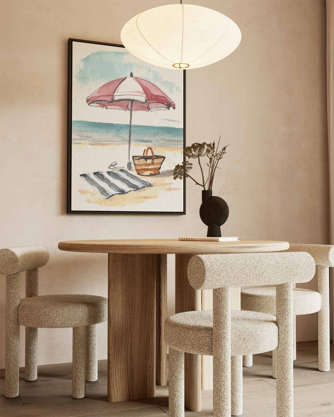 Stranddag in Aquarel Kunstwerk-canvas-dibond-plexiglas-wanddecoratie-WallArtistic