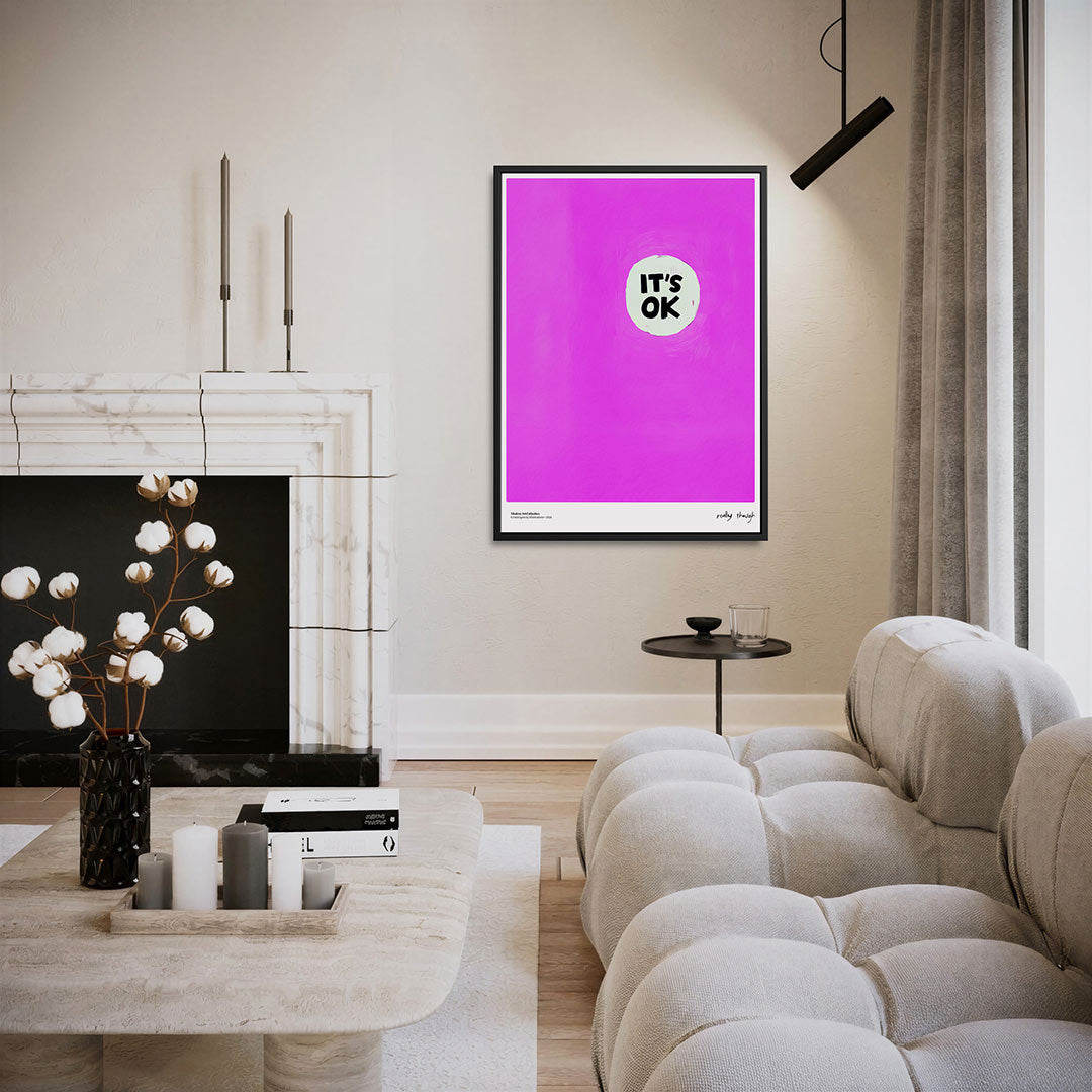 Roze cirkeltekst Kunstwerk
