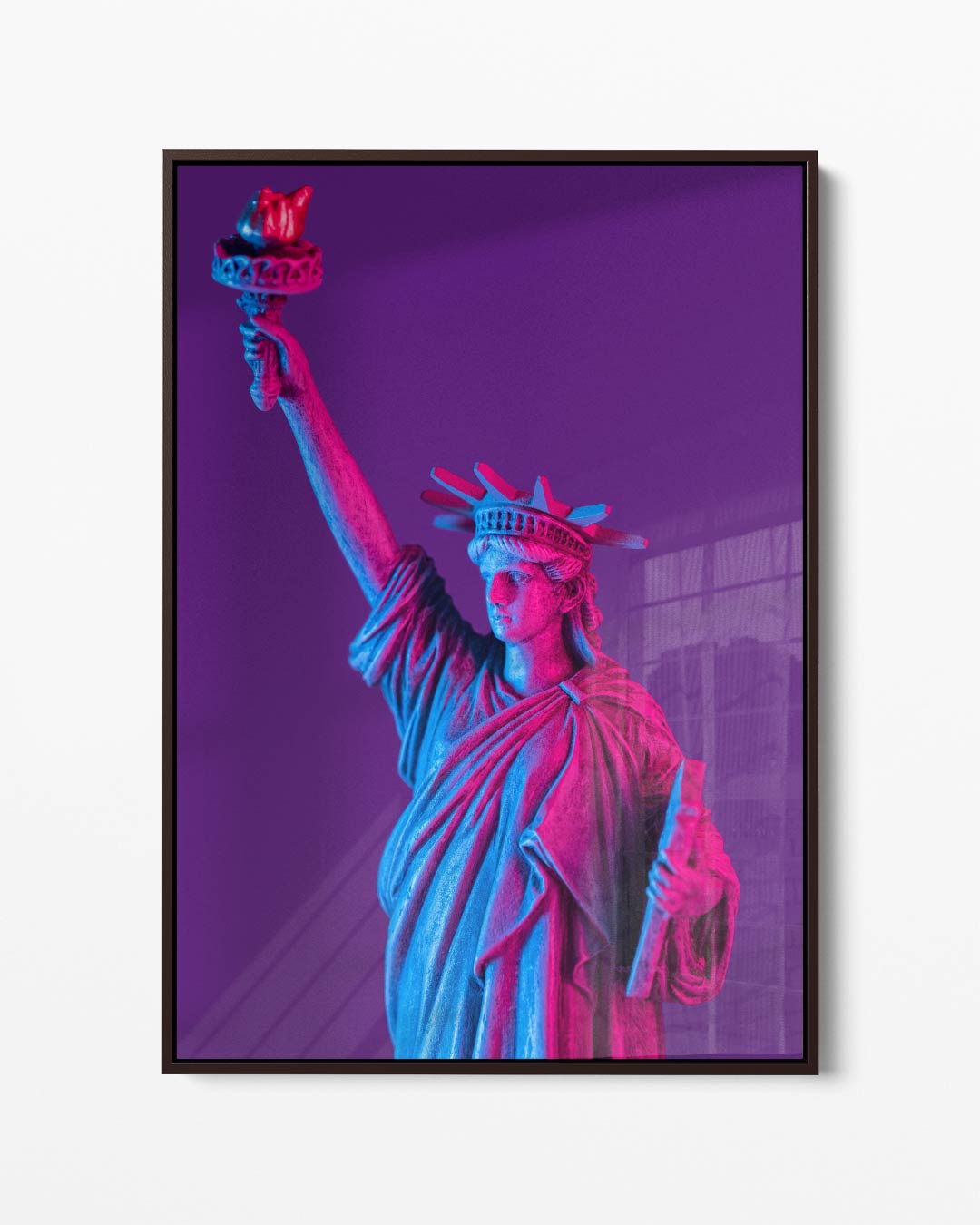 Vrijheidsbeeld in Neonkleuren Kunstwerk-canvas-dibond-plexiglas-wanddecoratie-WallArtistic