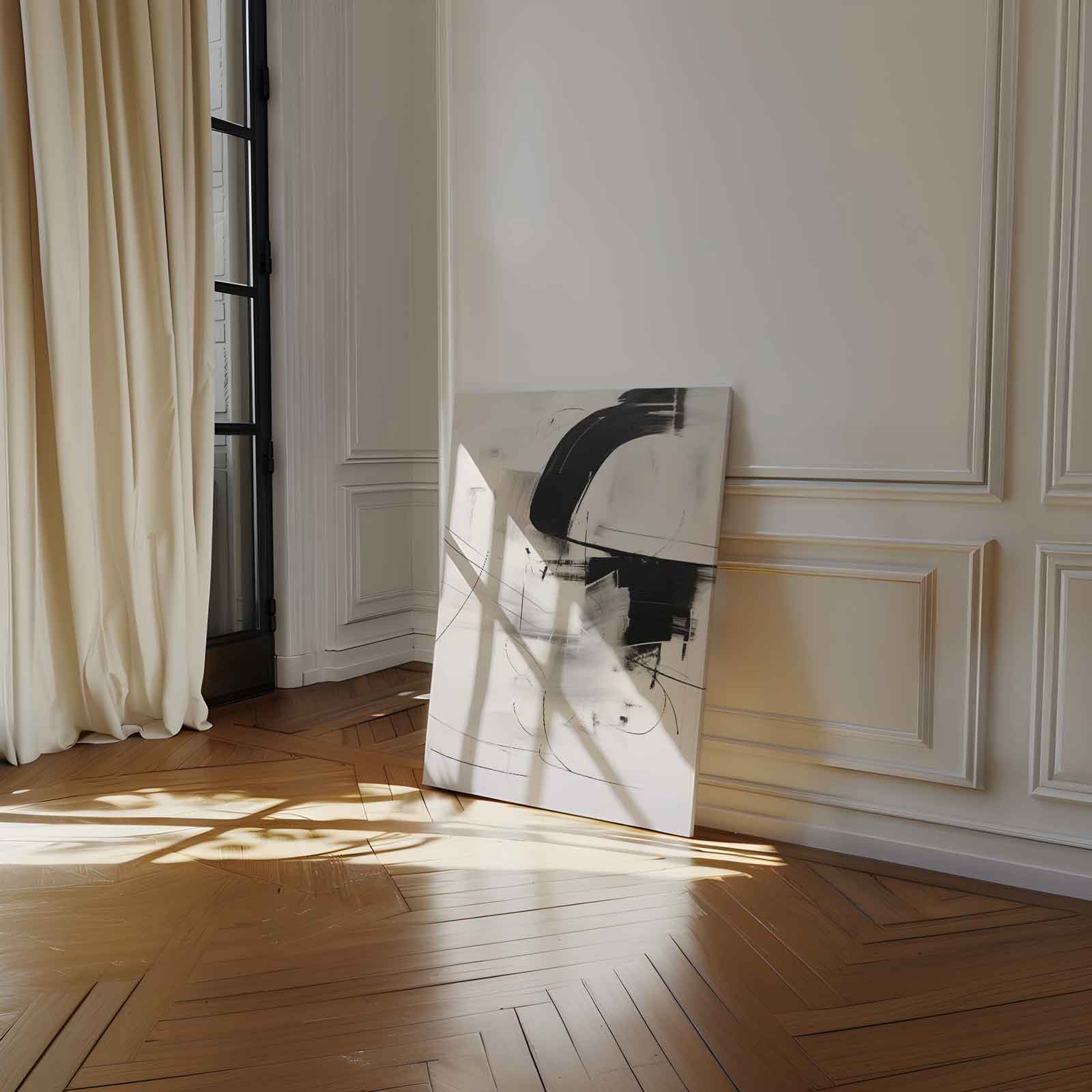 Abstracte Zwart-Wit Expressie Kunstwerk-canvas-dibond-plexiglas-wanddecoratie-WallArtistic