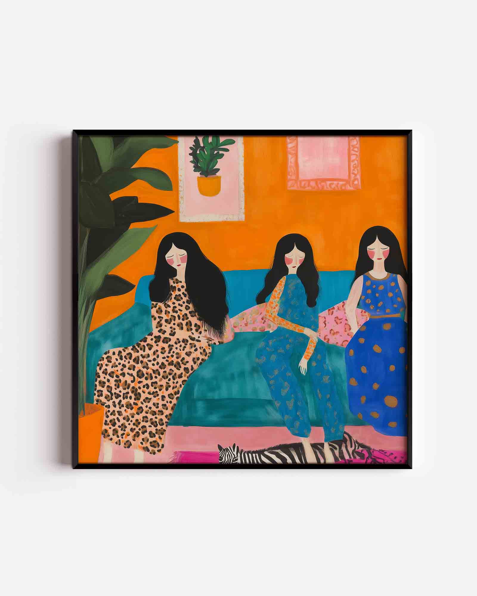 Drie vrouwen op bank Poster