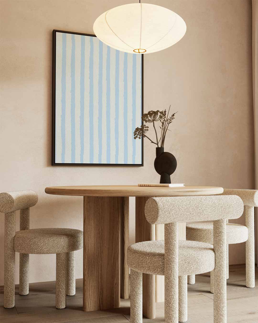 Zachtblauwe Strepen Kunstprint Kunstwerk-canvas-dibond-plexiglas-wanddecoratie-WallArtistic