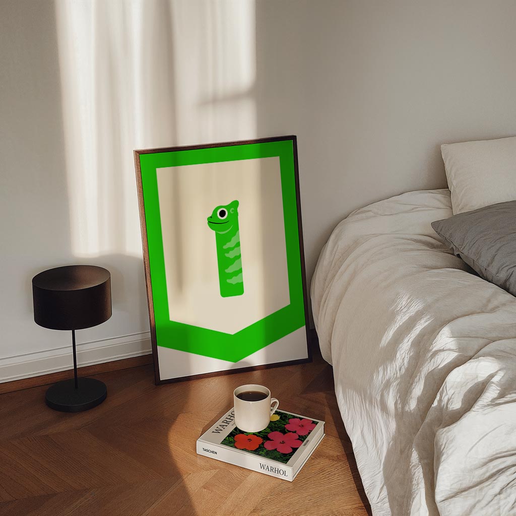Vrolijke Kameleon Kunstposter