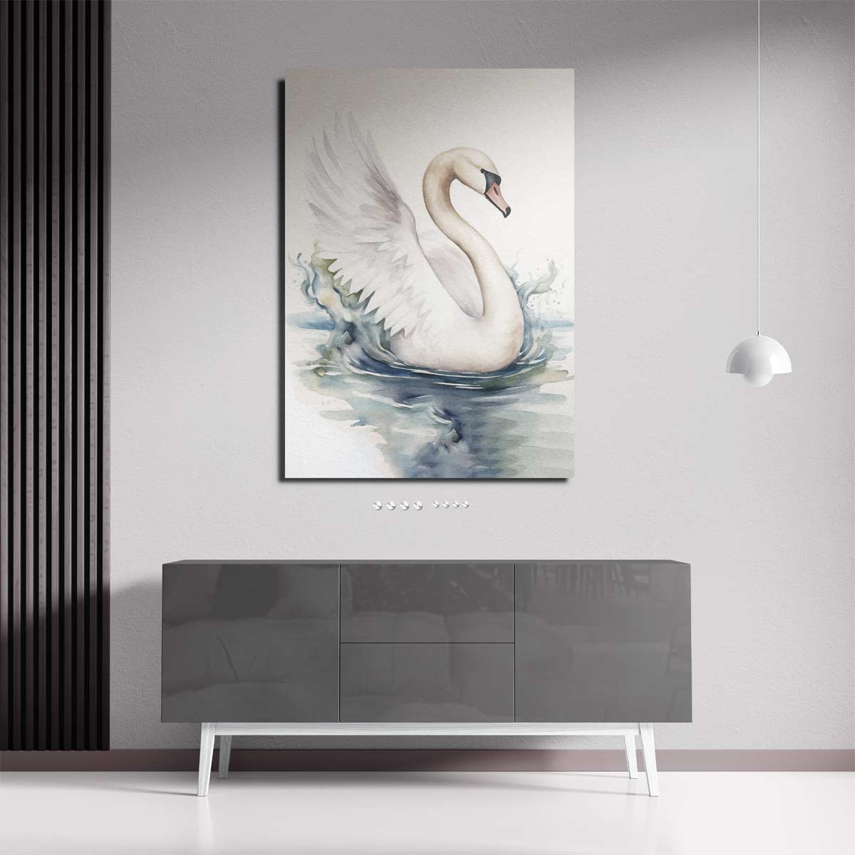 Elegante Zwaan in Beweging Kunstwerk-canvas-dibond-plexiglas-wanddecoratie-WallArtistic
