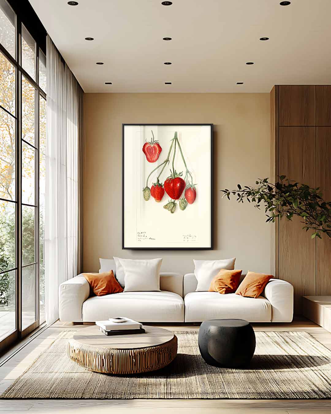 Aardbeien Illustratie Kunstwerk-canvas-dibond-plexiglas-wanddecoratie-WallArtistic