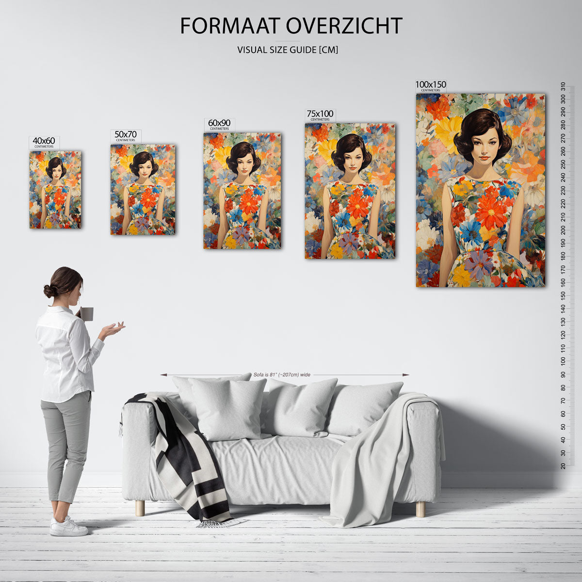 Vrouw met bloemen Kunstwerk