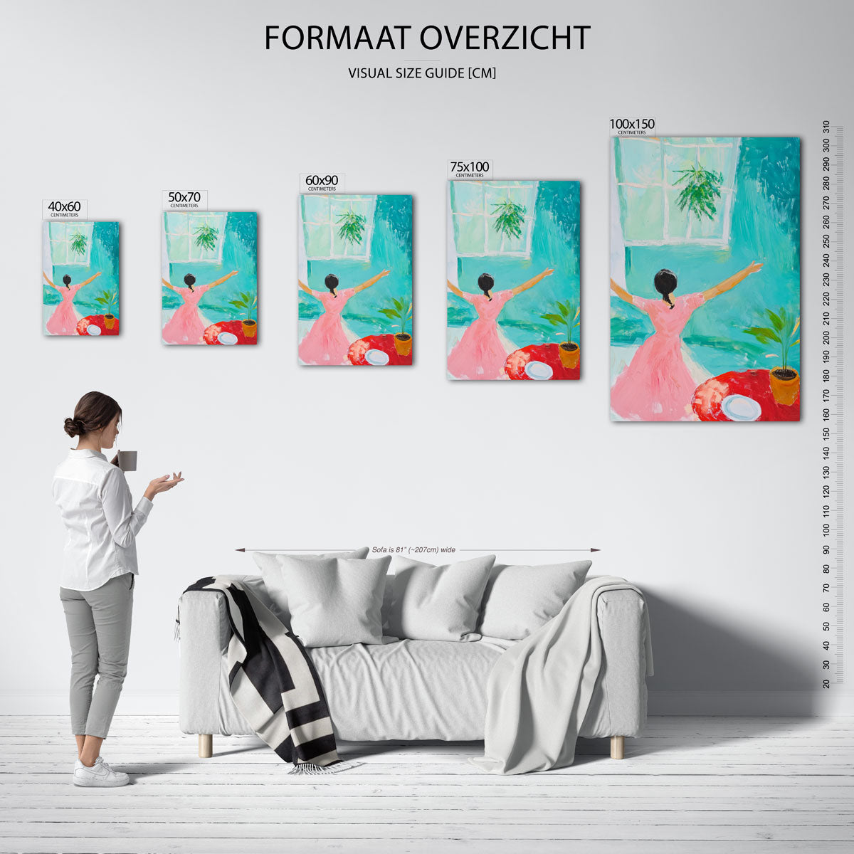 Vrolijke interieur scène Kunstwerk
