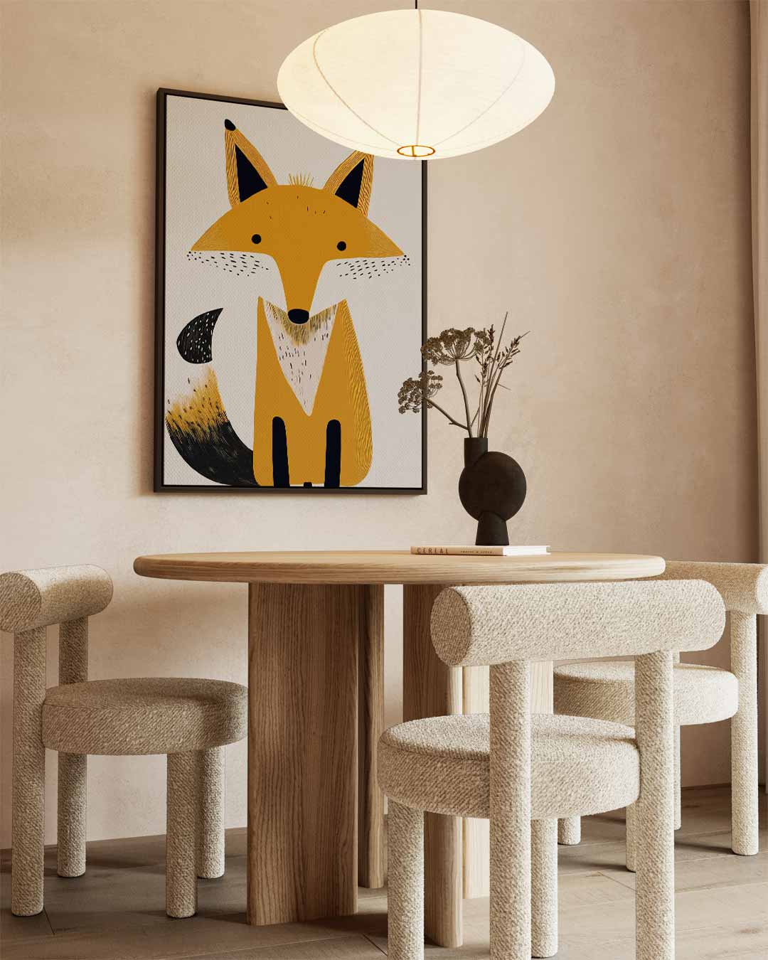 Vrolijke Vos Illustratie Kunstwerk-canvas-dibond-plexiglas-wanddecoratie-WallArtistic