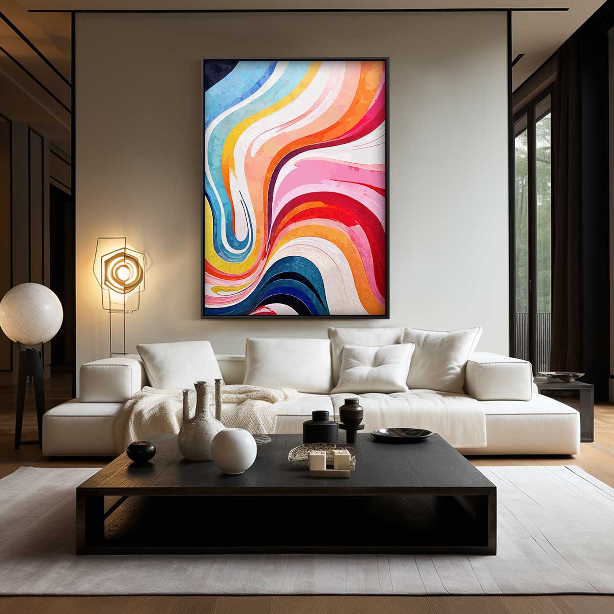 Kleurrijke Golven van Emotie Kunstwerk-canvas-dibond-plexiglas-wanddecoratie-WallArtistic