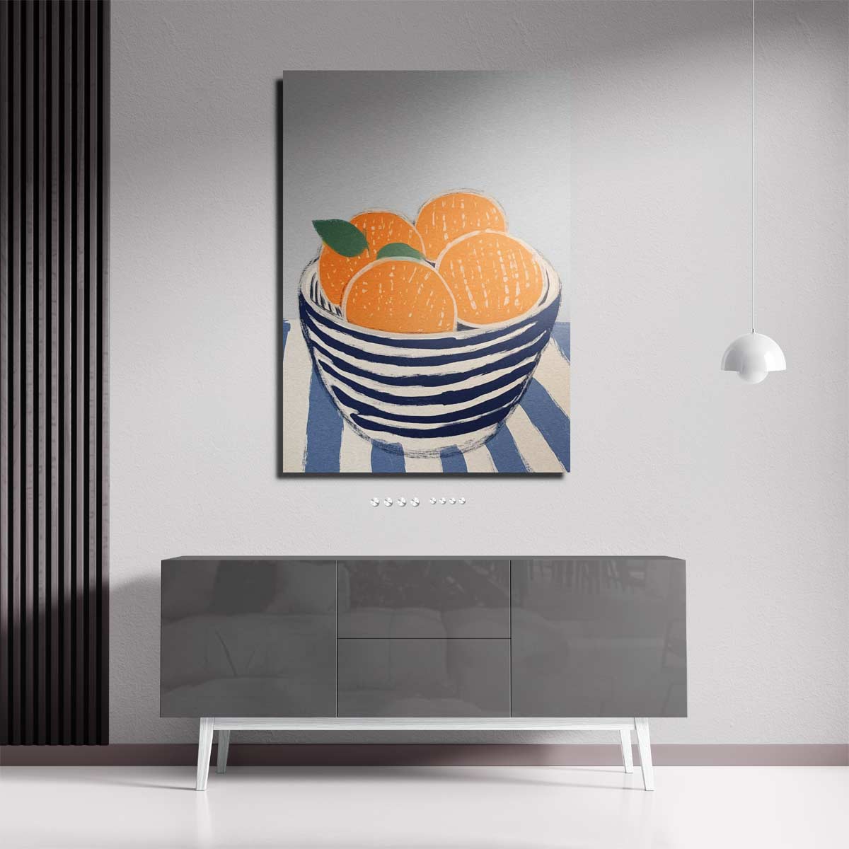 Zomerse Citrus in Streepjeskom Kunstwerk-canvas-dibond-plexiglas-wanddecoratie-WallArtistic