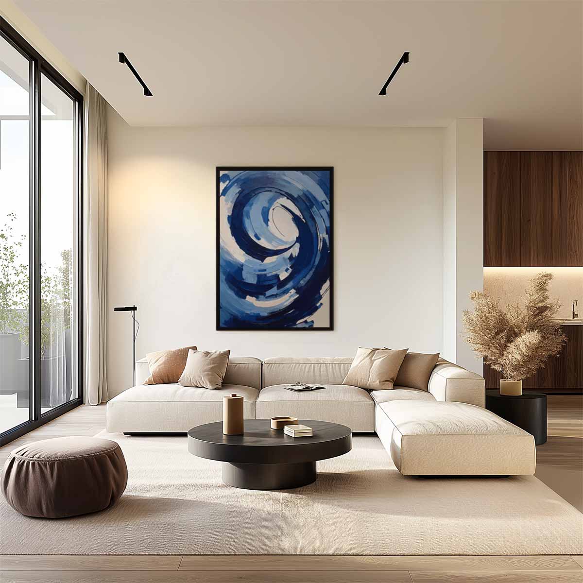 Blauwe Wirwar Kunstwerk-canvas-dibond-plexiglas-wanddecoratie-WallArtistic