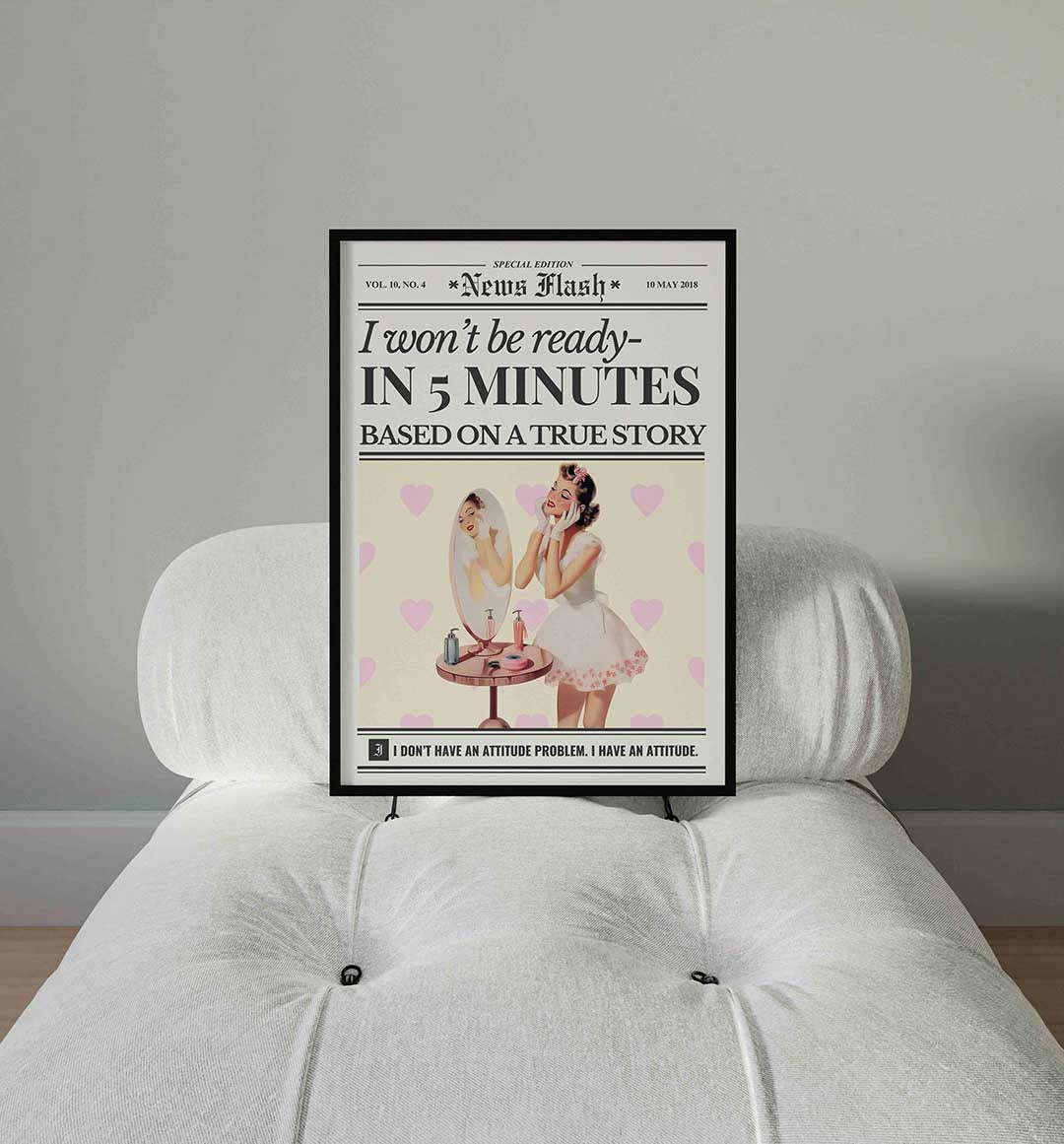Retro vrouw met spiegel Poster