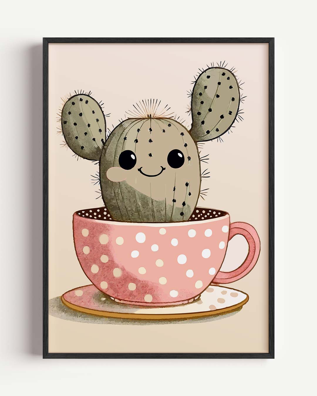 Vrolijke Cactus in Theekopje Poster