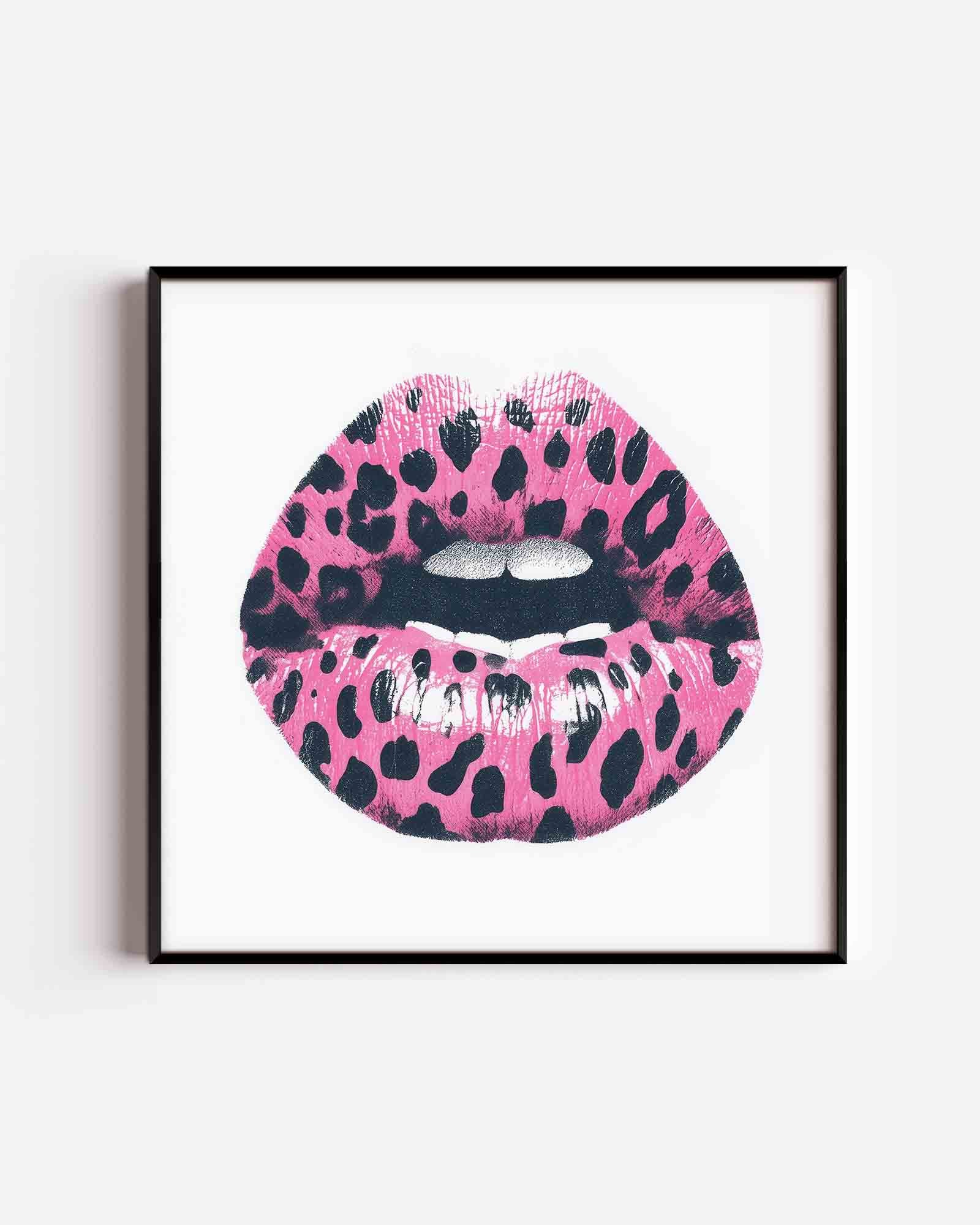 Roze lippen met stippen Poster