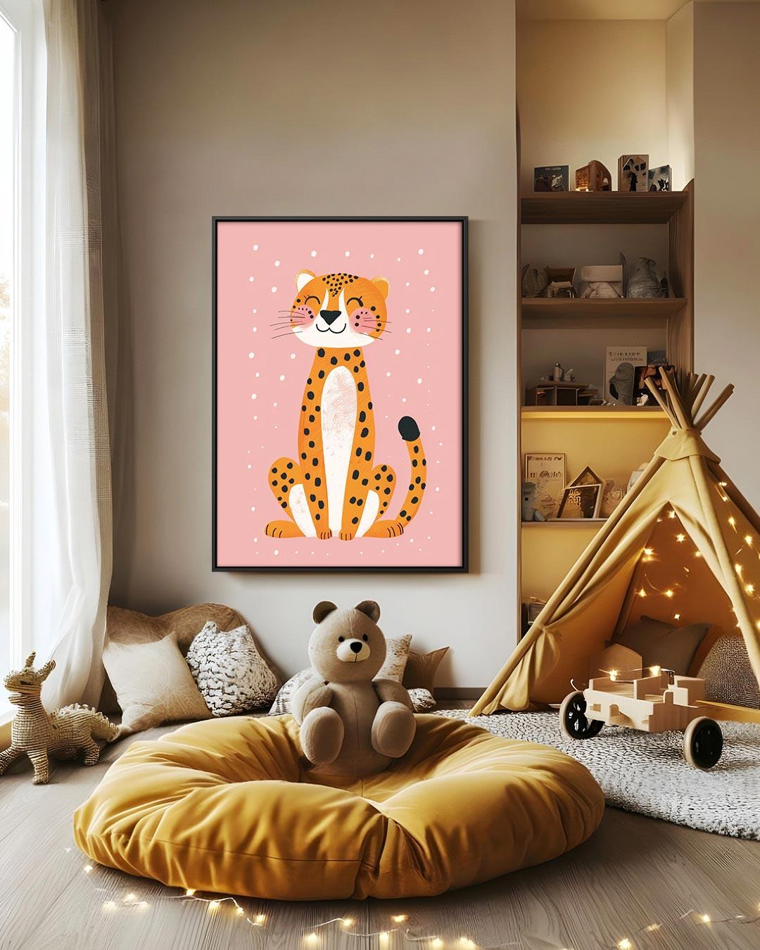 Vrolijke luipaard illustratie Kunstwerk