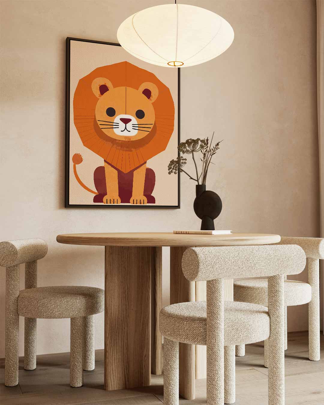 Leuke Leeuw Kinderkunst Kunstwerk-canvas-dibond-plexiglas-wanddecoratie-WallArtistic