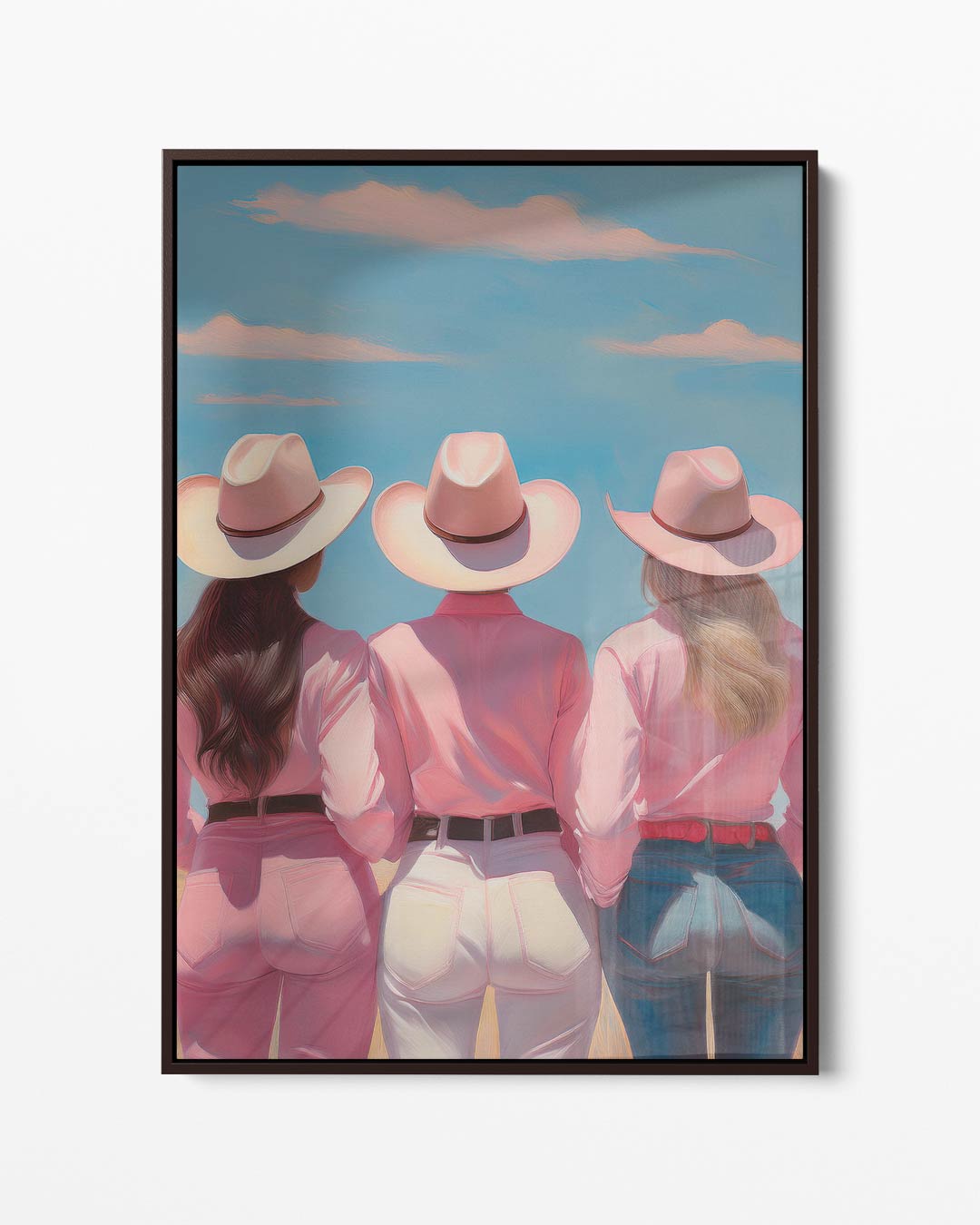 Drie Cowgirls in de Zon Kunstwerk-canvas-dibond-plexiglas-wanddecoratie-WallArtistic