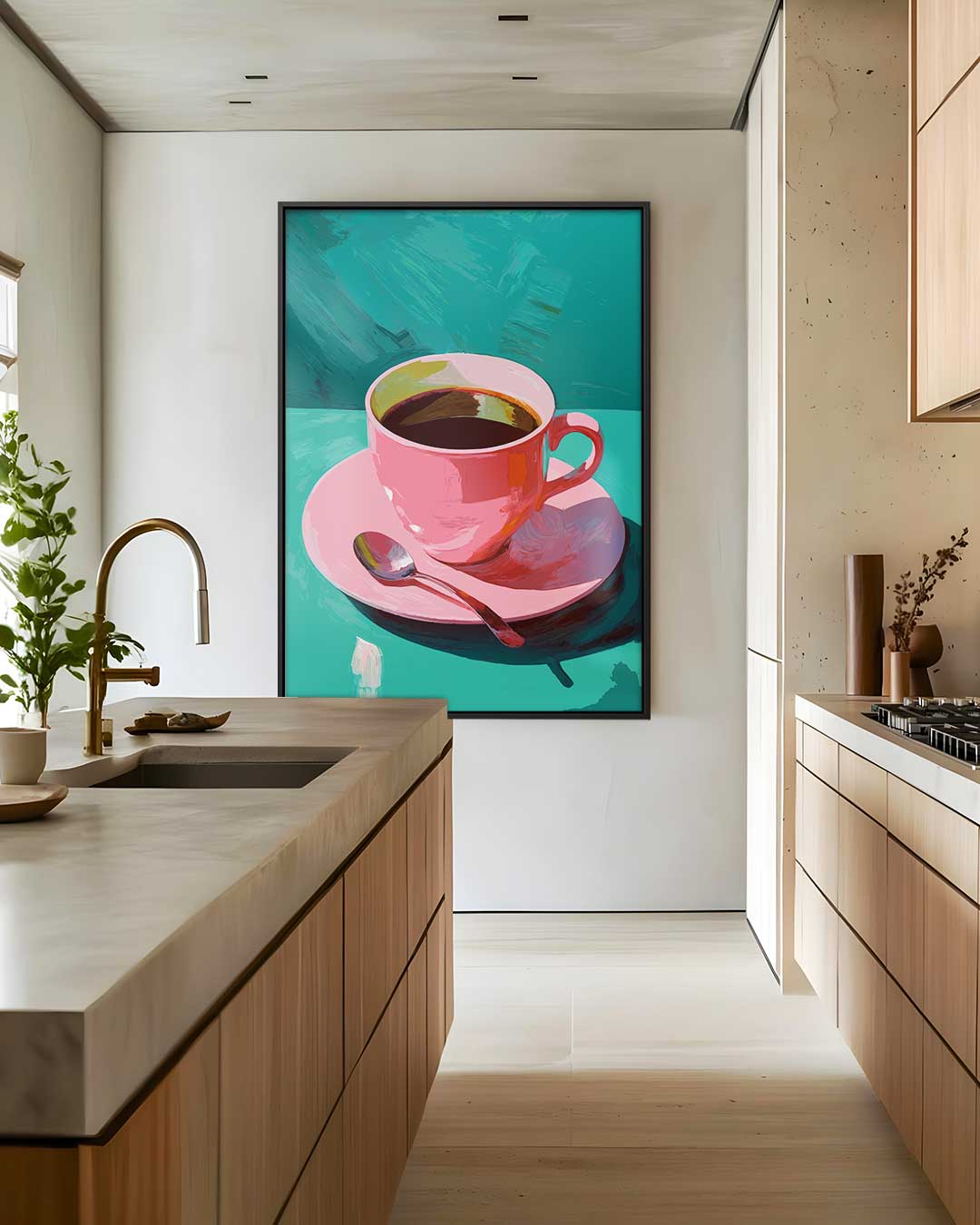 Roze Koffiekop Kunstwerk Kunstwerk-canvas-dibond-plexiglas-wanddecoratie-WallArtistic