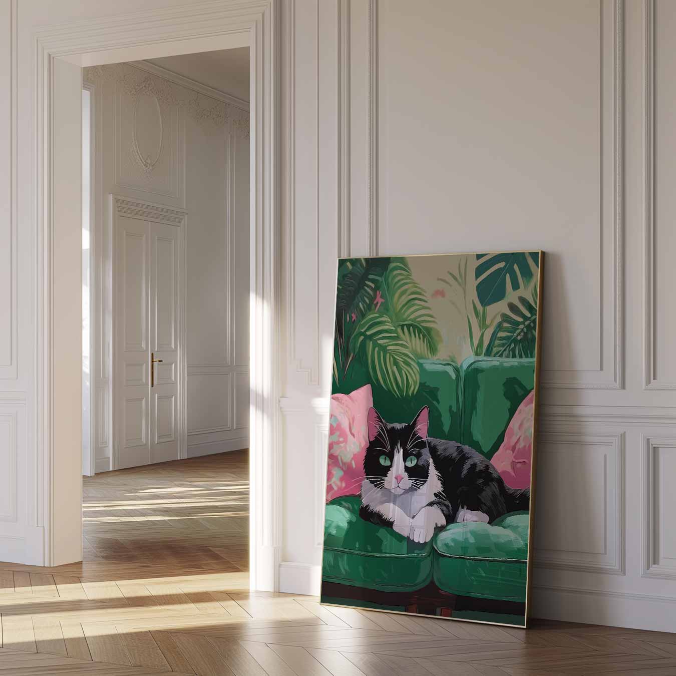 Tropische Kat Op Een Groene Bank Poster