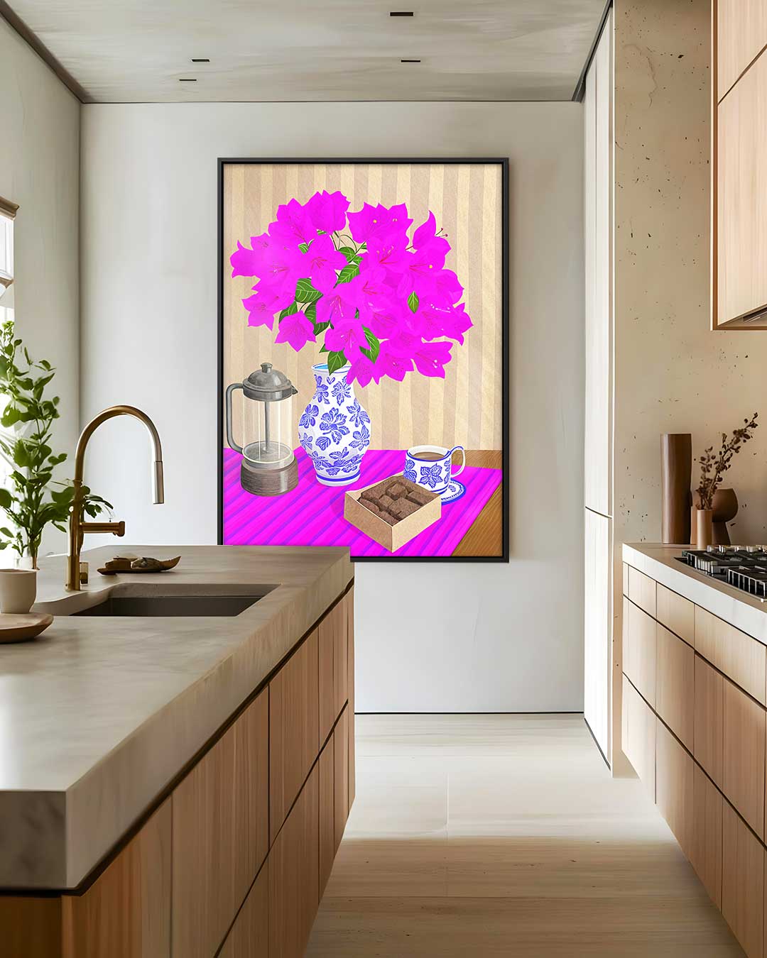 Felroze Bloemenpracht Kunstwerk-canvas-dibond-plexiglas-wanddecoratie-WallArtistic