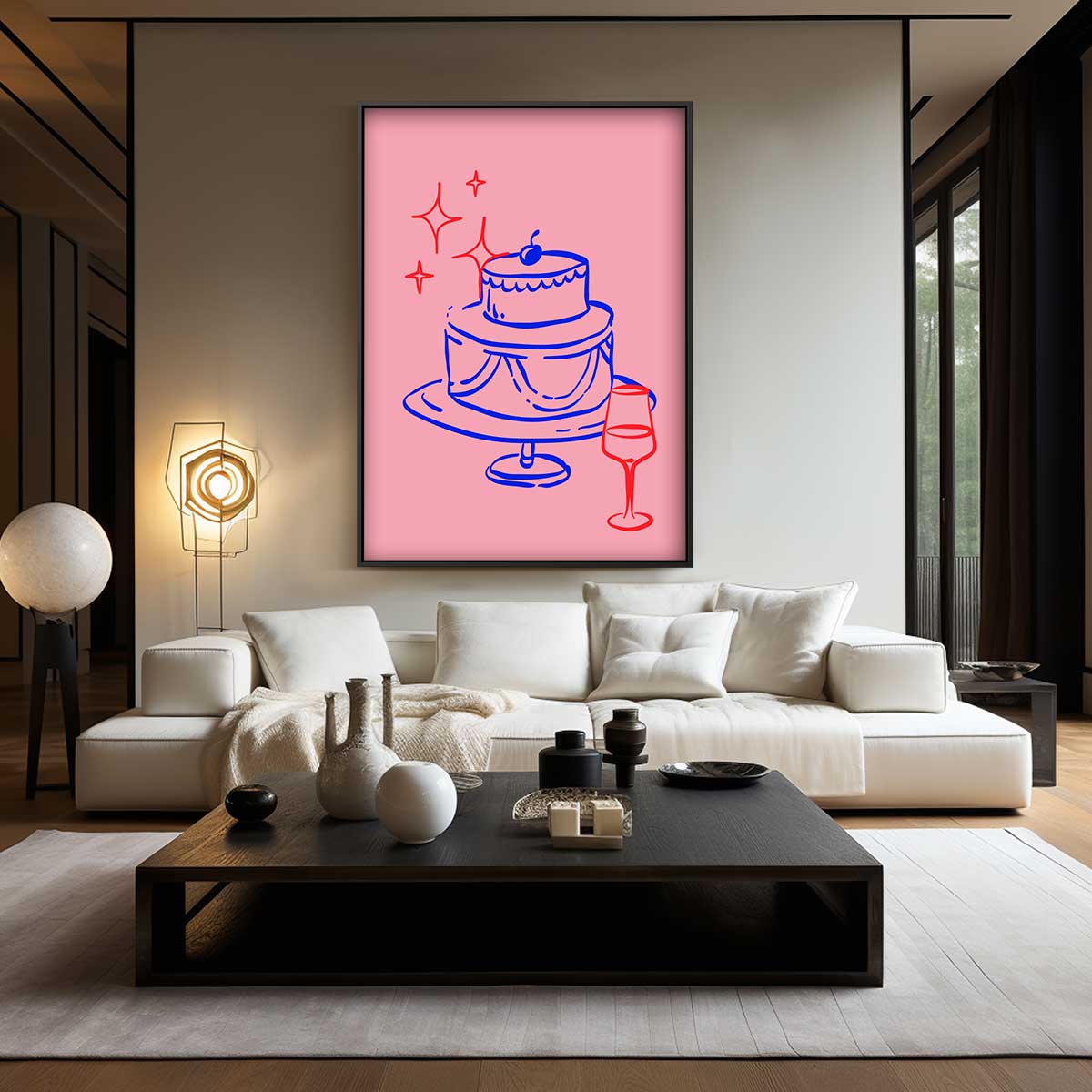 Feestelijke Taart Illustratie Kunstwerk-canvas-dibond-plexiglas-wanddecoratie-WallArtistic
