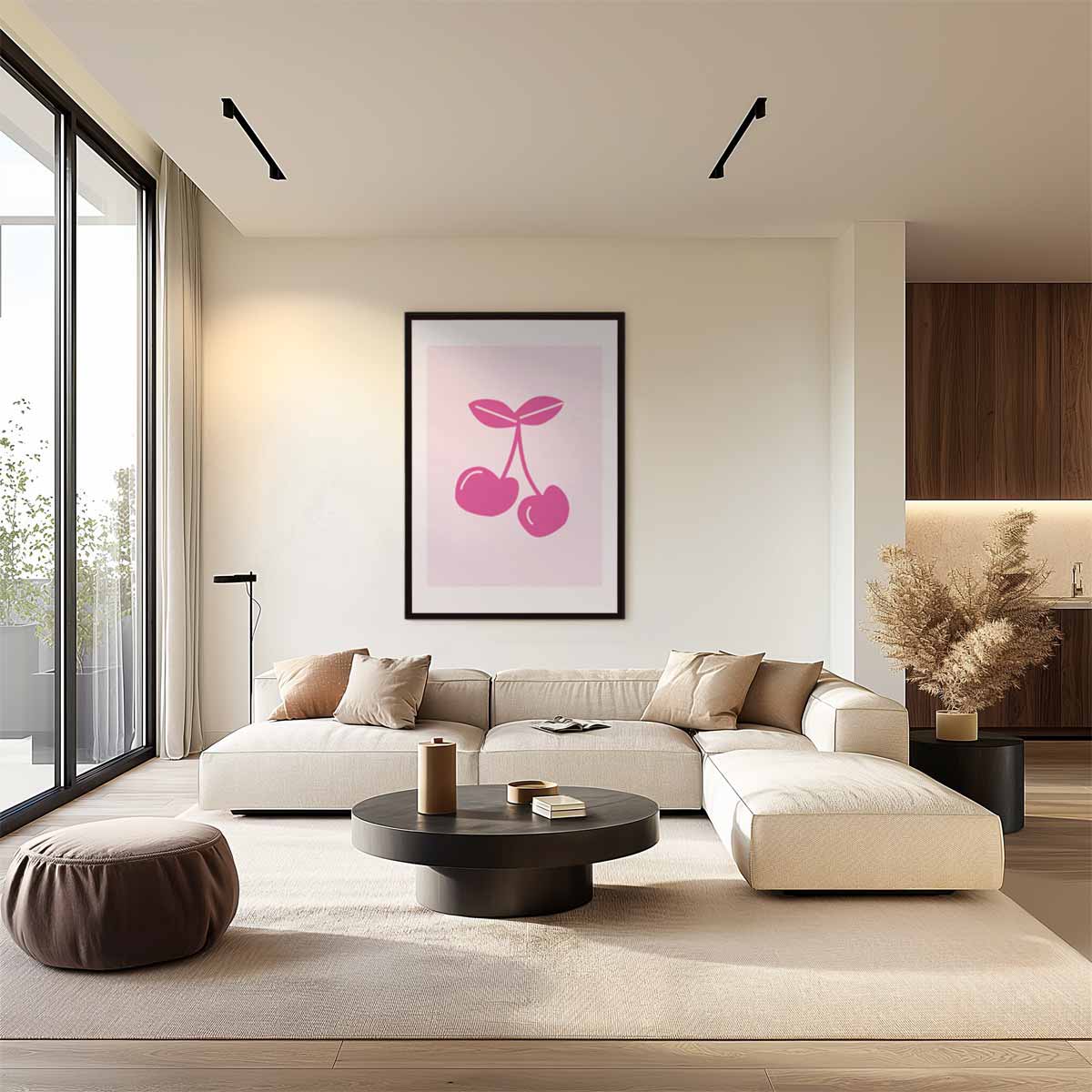 Kersenduo in Popart Stijl Kunstwerk-canvas-dibond-plexiglas-wanddecoratie-WallArtistic