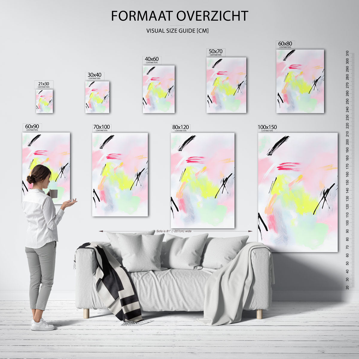 Abstracte penseelstreken Poster