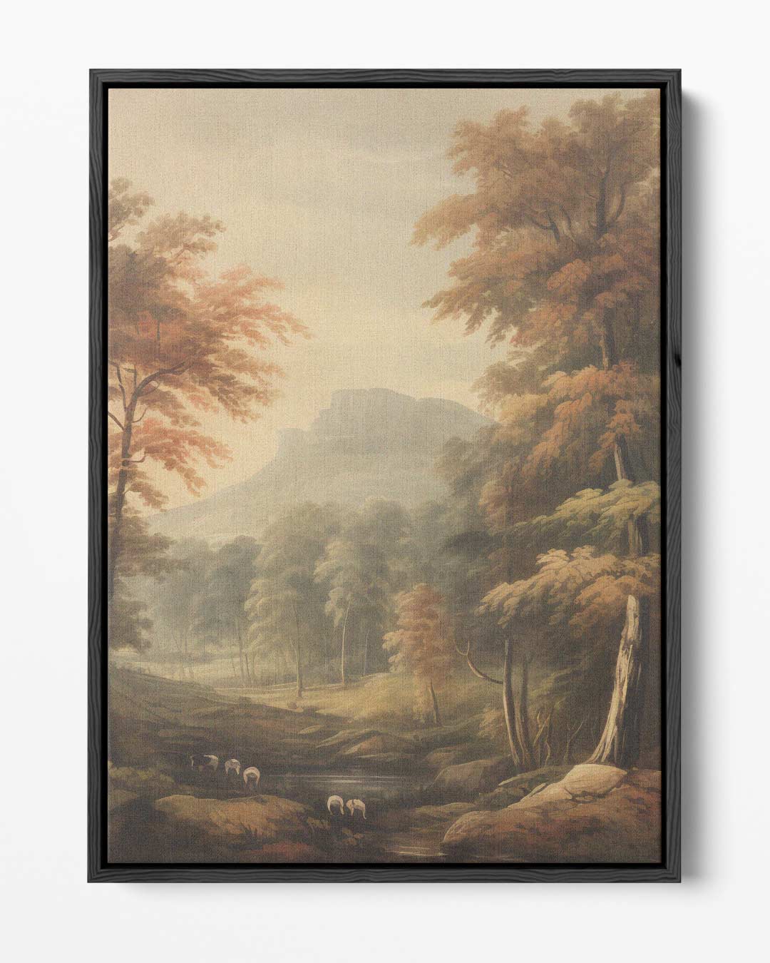Rustieke Herfstlandschap met Bergen Kunstwerk-canvas-dibond-plexiglas-wanddecoratie-WallArtistic