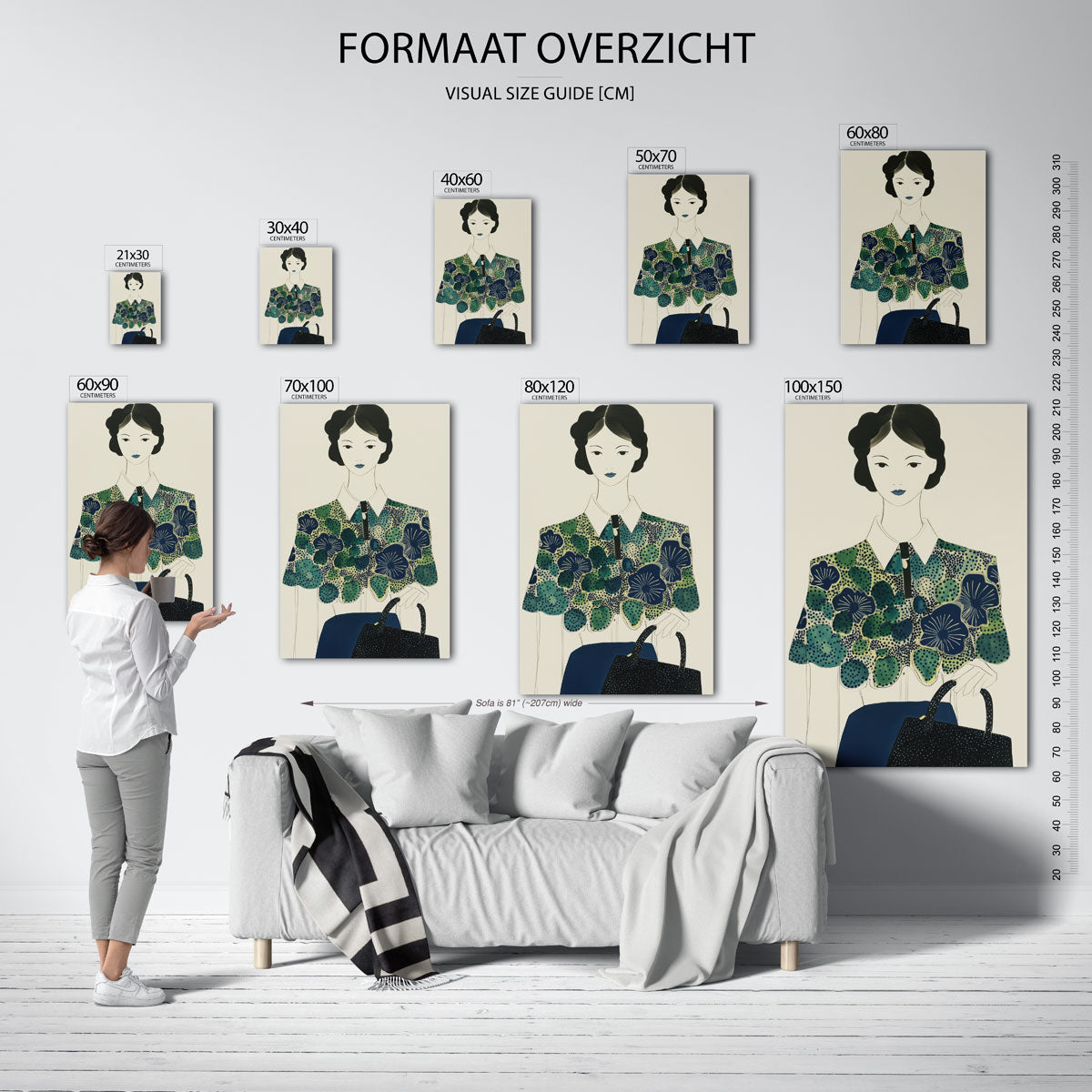 Vrouw met bloemenblouse Poster