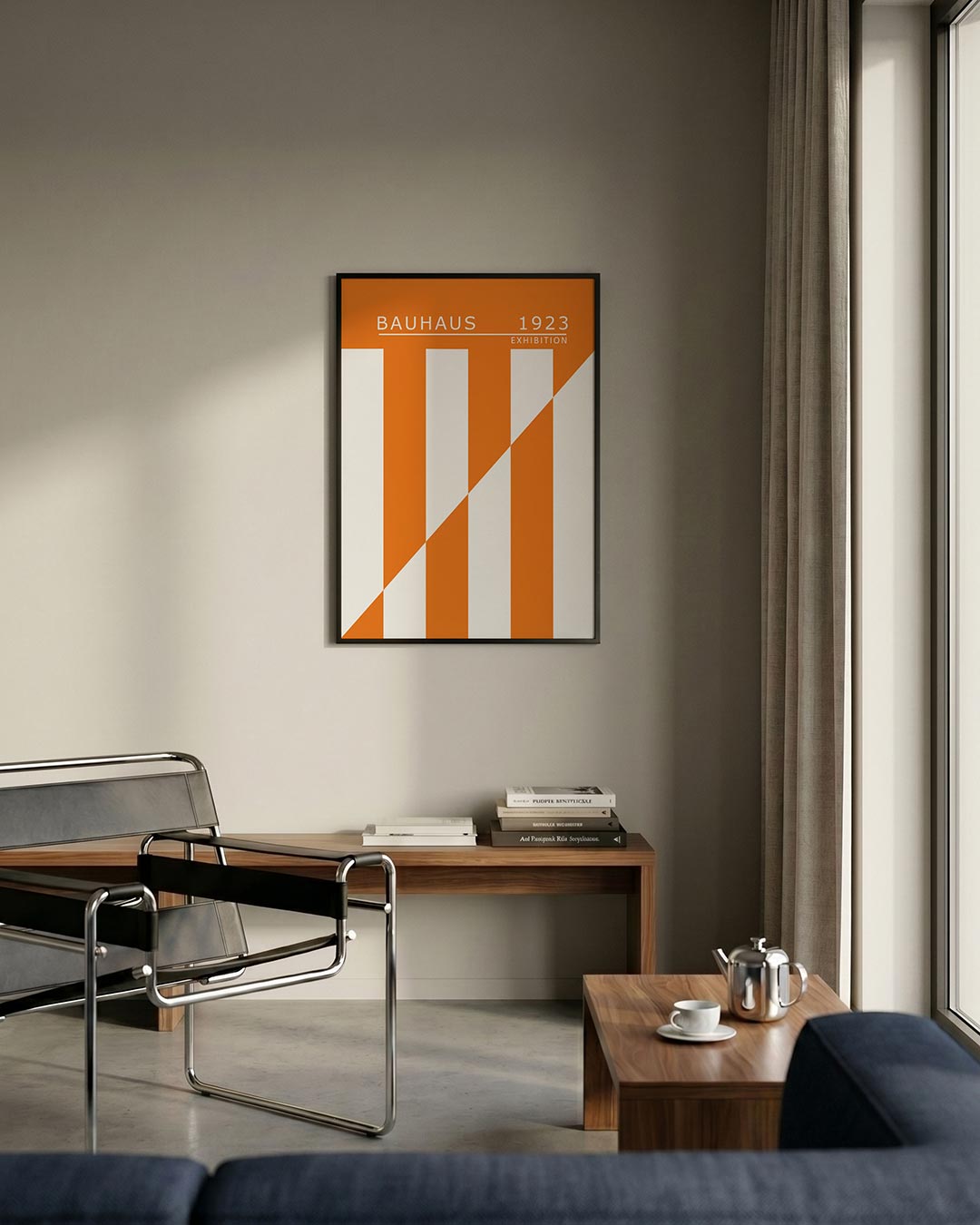 Oranje lijnenspel Poster