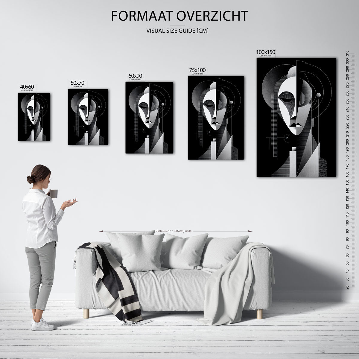 Geometrisch portret Kunstwerk