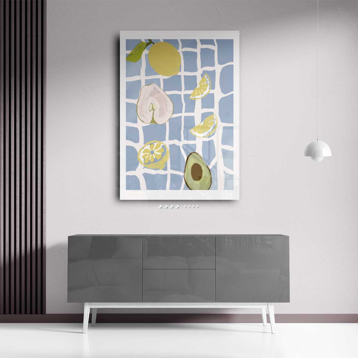 Zomerse Vruchten op Tegels Kunstwerk-canvas-dibond-plexiglas-wanddecoratie-WallArtistic