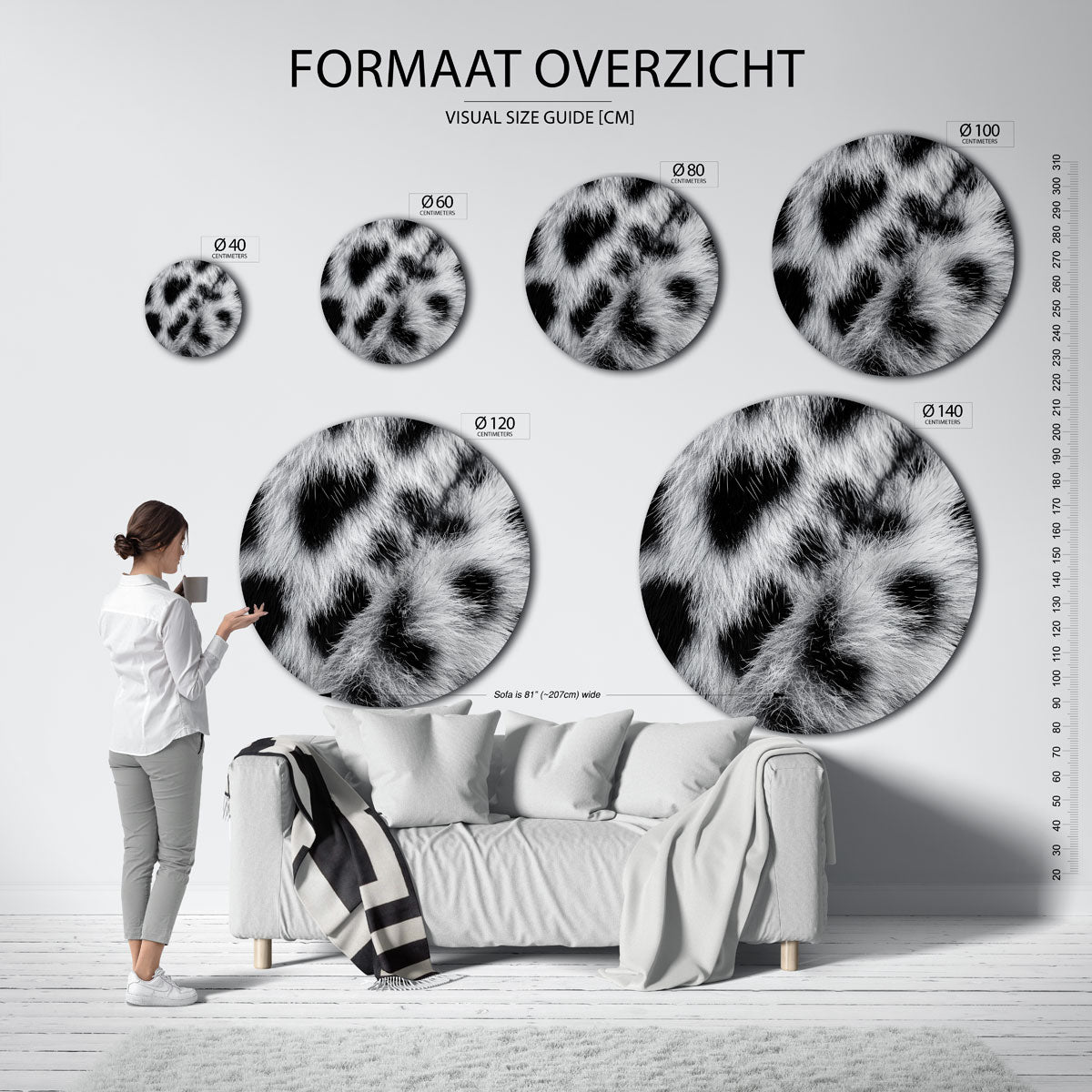 Zwart witte vacht Muurcirkel
