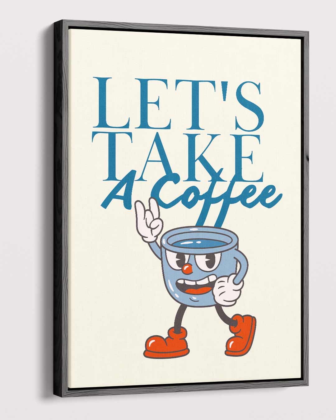 Vrolijke Koffie Mok Illustratie Kunstwerk-canvas-dibond-plexiglas-wanddecoratie-WallArtistic