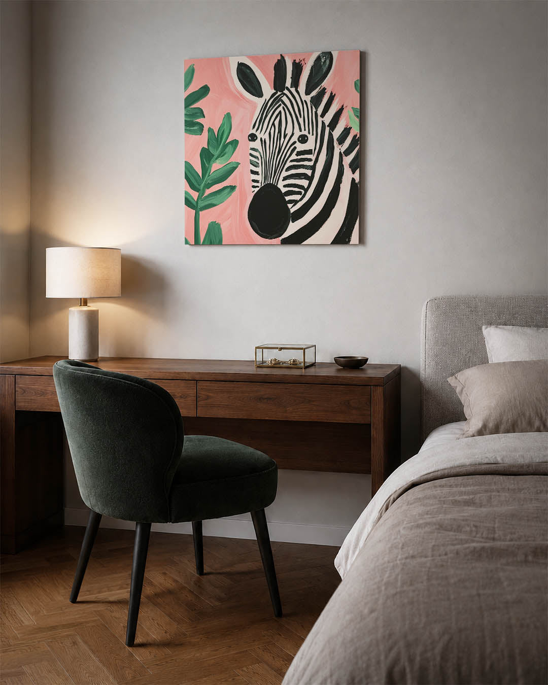 Zebra en bladeren Kunstwerk