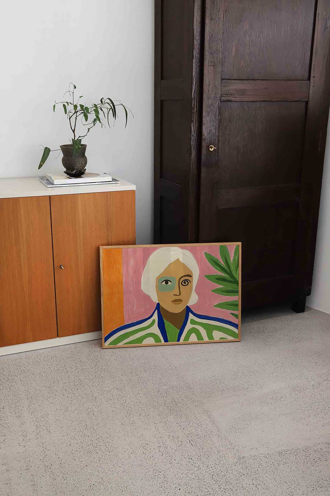 Portret met groene accenten Poster