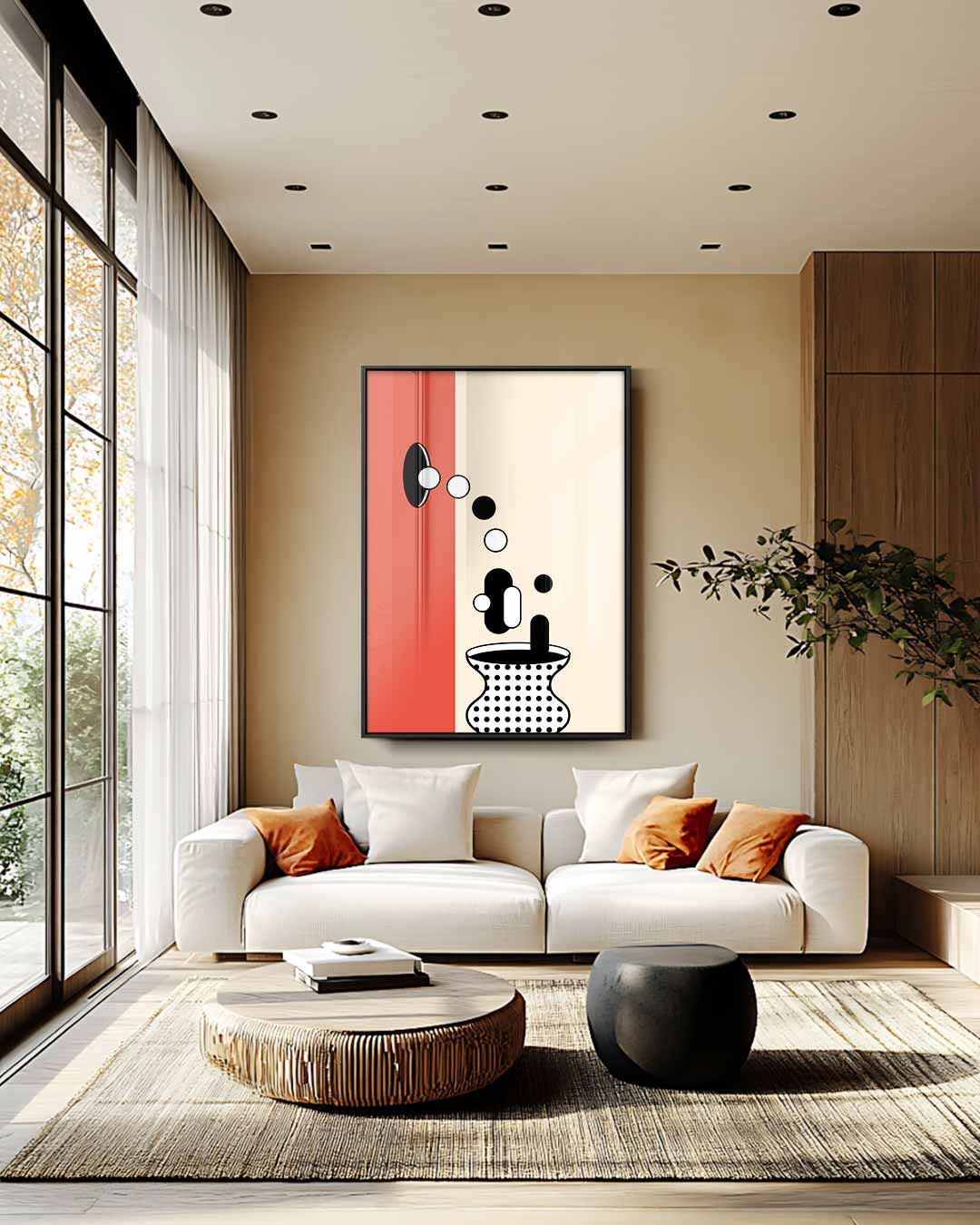 Geometrische Vaas in Stippen Kunstwerk-canvas-dibond-plexiglas-wanddecoratie-WallArtistic